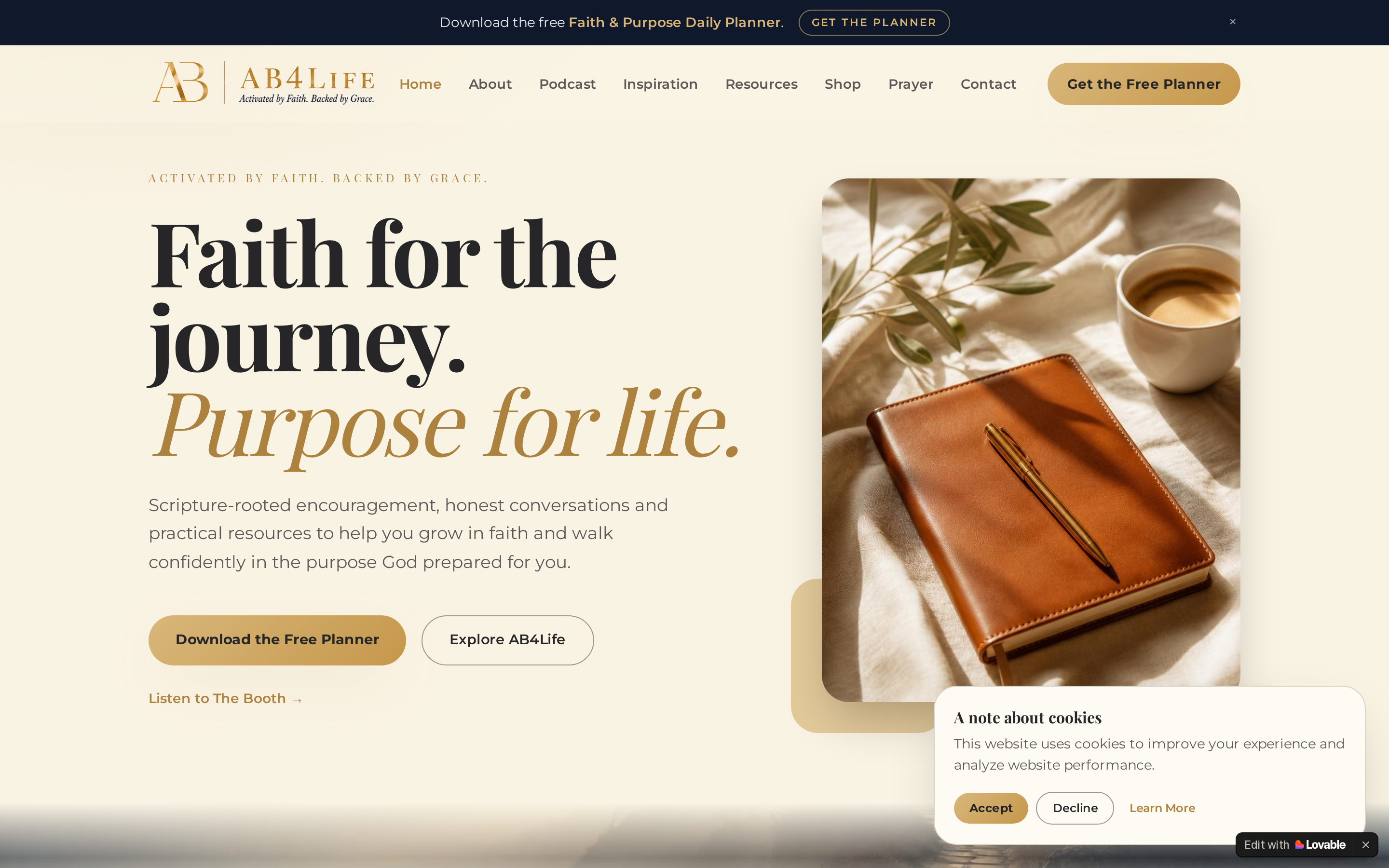 AB4Life website homepage screenshot