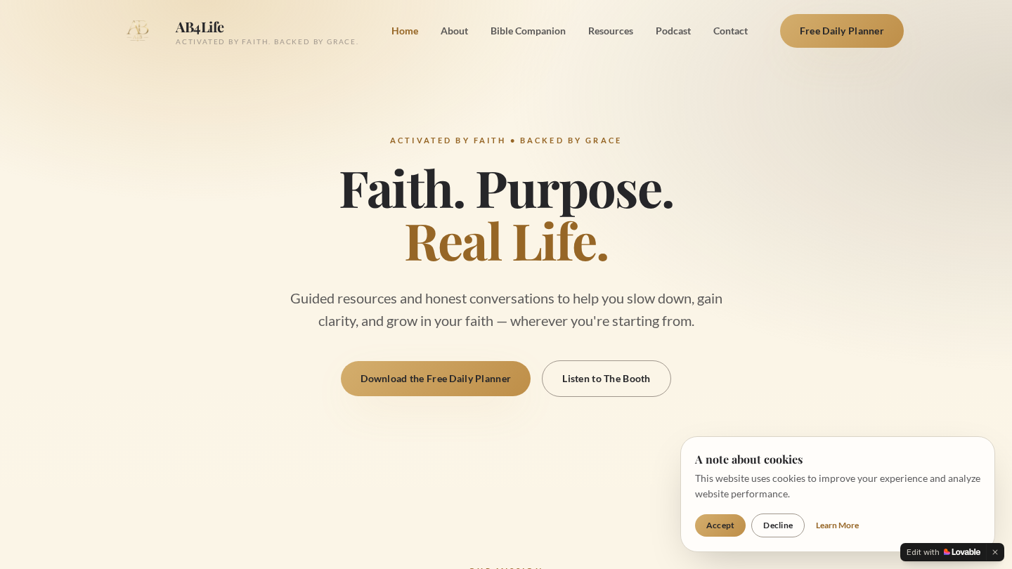 AB4Life website homepage screenshot