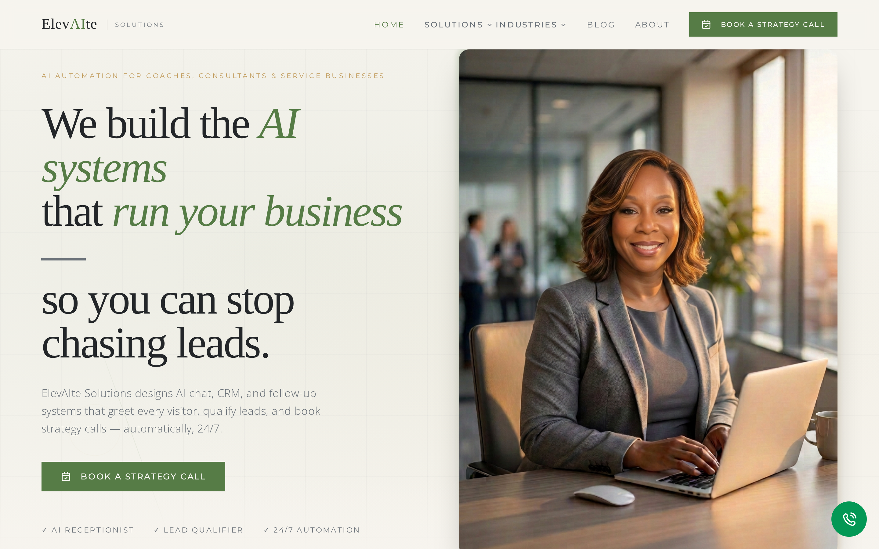 ElevAIte Solutions website homepage screenshot