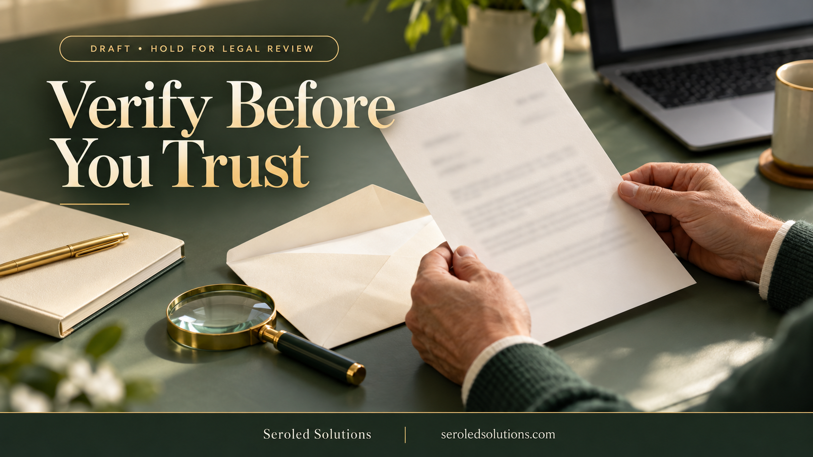 Seroled Solutions post: hands reviewing a surplus funds letter